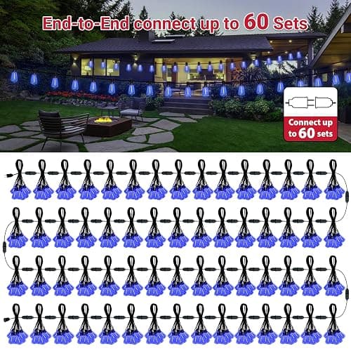 LAMPHOME 26Ft ST38 Outdoor String Lights, Blue Patio Lights with 12+1 ST38 Edison Bulbs, LED Shatterproof String Lights for Outside Bistro Christmas Patio Party Decorations thumbnail 7