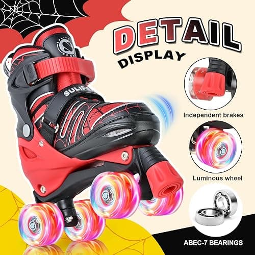 SULIFEEL Adjustable Kids Roller Skates for Boys Ages 3-5 5-8 6-12 with 4 Sizes Adjustable Light up Wheels, Best Children Gift for Beginners Indoor Outdoor Sports thumbnail 4