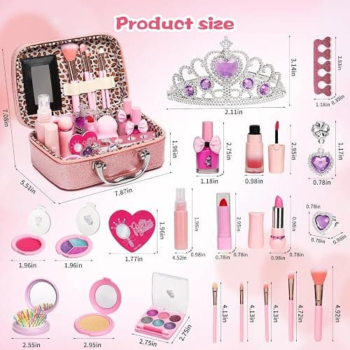 DCMAMA Washable Non-Toxic Kids Makeup Kit for Girls- Real Makeup Sets for Girl 5-8,Princess Toys Cosmetics Set with Mirror,Perfect for 3 4 5 6 7 8 Year Old Girls Birthday thumbnail 3