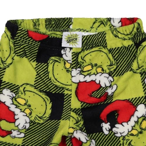 Dr. Seuss The Grinch Pajamas Kid's Santa Hat Buffalo Plaid Lounge Pants Pajama Bottoms thumbnail 3