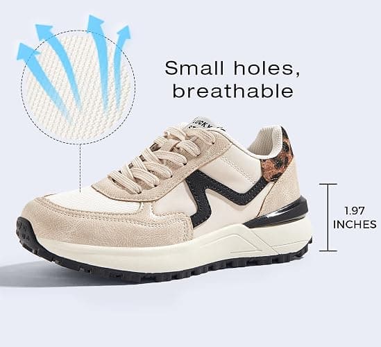 LUCKY STEP Women's Retro Fashion Casual Sneakers Platform Classic Trendy Trainning Anti-Slip Tennis Travel Walking Shoes thumbnail 2