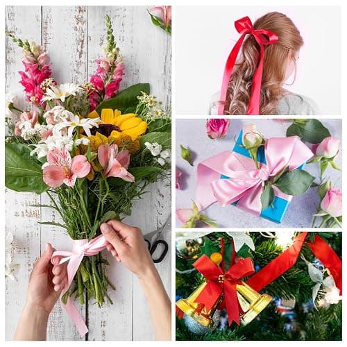 Flezoo 25 Yards Pink Satin Ribbon 1 1/2inch, Single Face Polyester Silk Fabric Hair String Ribbon for Craft, Flower Bouquets, Gift Wrapping, Wedding, Bow Making and Valentines Decoration thumbnail 6