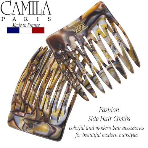 Camila Paris CP2332/2 French Hair Side Comb Handmade Onyx, Small Twist Hair Decorative, Strong Hold Clips for Women Bun Chignon Up-Do Styling Girls Hair Accessories, Made in France thumbnail 4