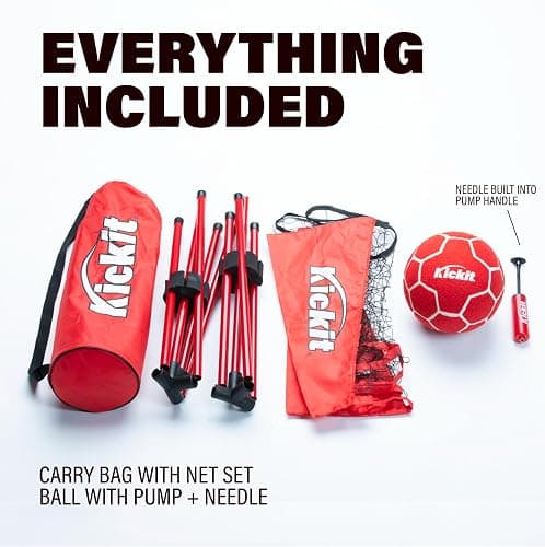 Kickit Soccer Tennis Game Set, Portable 6.5' Wide x 2' High Net & Soft Lightweight Ball, Play Outdoors, Indoors, Backyard, Beach, Complete Skills Training & Travel Friendly, Original thumbnail 4