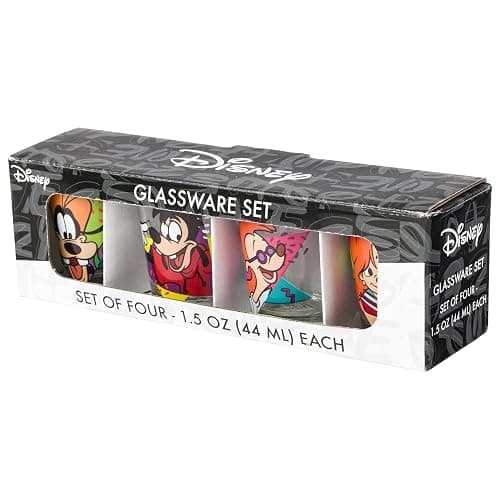 Silver Buffalo Disney A Goofy Movie Featuring Goofy, Max Goof, Roxanne and Bobby Zimuruski 4 Pack Mini Glass Set, 1.5 ounces thumbnail 8