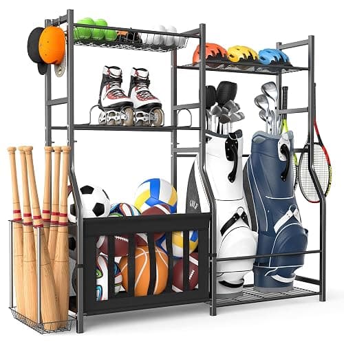 TORACK Golf Bags Stand with Ball Storage, Large Capacity Garage Sports Equipment Organizer - Image 1