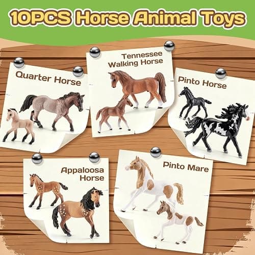 THINKBAY 10PCS Solid 6" Horses Family Figurines, Realistic Farm Animal Toys | Horses Family Toy Sets, 10 Solid Realistic Farm Animals, Great Birthday Gift for Learning, Cake Toppers for Kids Boys & Girls thumbnail 2