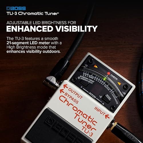 BOSS TU-3 Chromatic Floor Tuner for Guitar and Bass | Industry-Standard Performance | Tank-Tough BOSS Stompbox Body | 21-Segment LED Meter | Accurate to +/- One Cent | Accu-Pitch Sign Function thumbnail 6