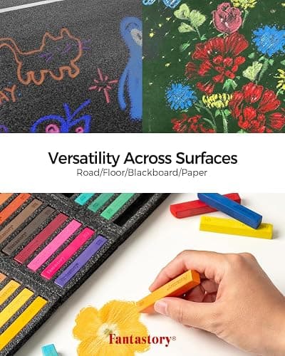 Fantastory Long Soft Chalk Pastels Set, 72 Sticks,Includes 5 Fluorescent Colors; Non Toxic Soft Pastels for Artists,Beginners;Classroom; Drawing,Blending,Layering;Christmas Art Supplies thumbnail 6