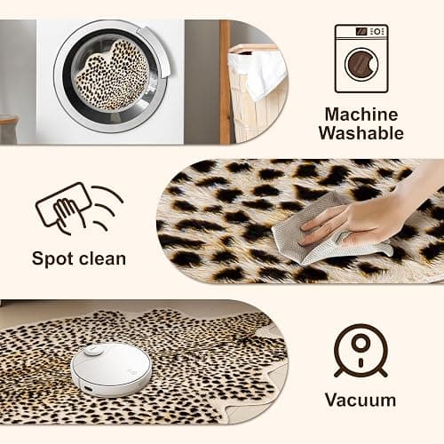 WARM HAVEN Cheetah Print Rug, Leopard Rug 5.2x7 Faux Animal Print Skin Cheetah Area Rug for Bedroom Living Room Animal Fur Hide Rustic Antelope Multicolor thumbnail 4