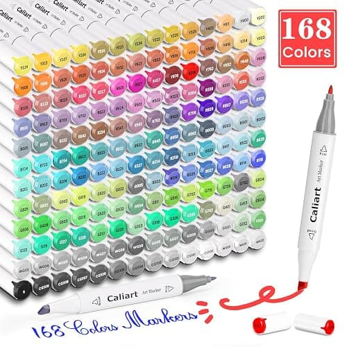 Caliart Markers, 168 Colors Dual Tip Art Markers Sketch Pens Permanent Alcohol Based, with Case for Adults Artists Drawing Illustration Sketching Coloring thumbnail 2