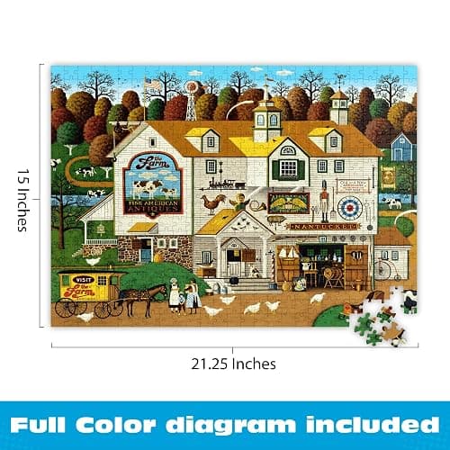 Buffalo Games – Charles Wysocki The Farm 500 Piece Jigsaw Puzzle for Adults -Challenging Puzzle Perfect for Game Nights - Finished Size is 21.25 x 15.00 – Precision-Cut Pieces, Beautiful Artwork thumbnail 2
