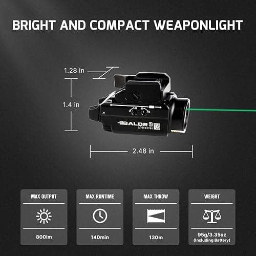 OLIGHT Baldr S 800 Lumens Compact Rail Mount Weaponlight with Green Beam and White LED Combo, Magnetic USB Rechargeable Tactical Flashlight with 1913 or GL Rail, Battery Included (Desert Tan) thumbnail 2