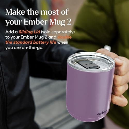 Ember Temperature Control 14oz Smart Mug 2, App-Controlled and Rechargeable Heated Coffee Cup Warmer with Intelligent LED Display, Lavender. thumbnail 5