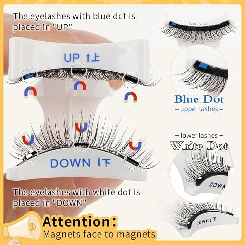 QUEWEL 2 Pair Magnetic Eyelashes Reusable Magnetic Eyelashes with Applicator No Glue Needed Eyelashes Natural Look Lash Clusters Kit Easy to Wear and Remove(B+D03) thumbnail 3