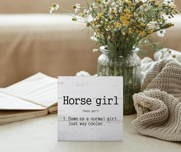 Mtrgdn Horse Decor for Girls Room,Horse Gifts for Women,Western Cowgirl Horse Girl Definition Wooden Box Sign Decor for Teen Girls Bedroom Bathroom Home Table Office Desk Shelf Wall Decorations,5x5 Inch thumbnail 2