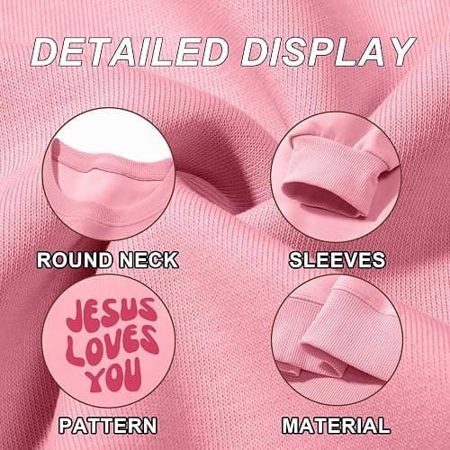 Kelxjia Christian Sweatshirts Women Jesus Loves You Sweatshirt Faith God Shirts Religious Hoodie Oversized Crewneck Pullover thumbnail 7