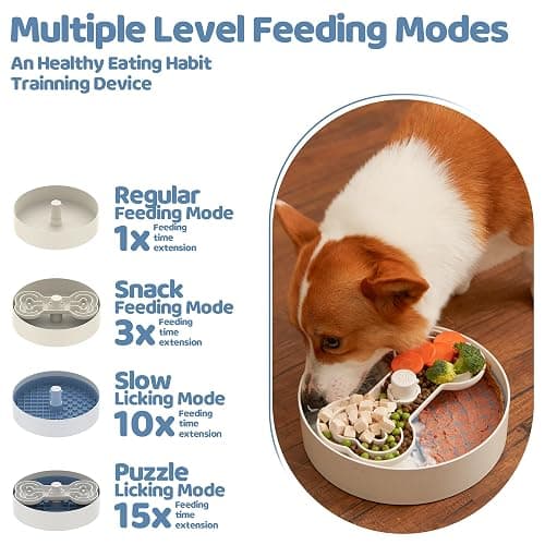 Puzzle Feeder Slow Feeder Dog Bowl with Lick Mat and Puzzle Inserts - Non-Slip Base, Adjustable Speed Design, Dishwasher Safe for Large Dogs,Blue thumbnail 4