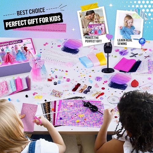 ONE TO FOUR 800+Pcs - Fashion Designer Kit for Girls with 6 Mannequins - Arts and Crafts Kit- Sewing Kit for Kid Ages 8-12 -Girl Gift Age 6 7 8 9 10 11 12-Gifts for Teen Girls thumbnail 5