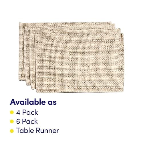 Sweet Home Collection 100% Cotton Placemats for Dining Room Rectangle Two Tone Woven Fabric 13" x 19" Soft Durable Table Mat Set, Set of 4, Eggshell thumbnail 3