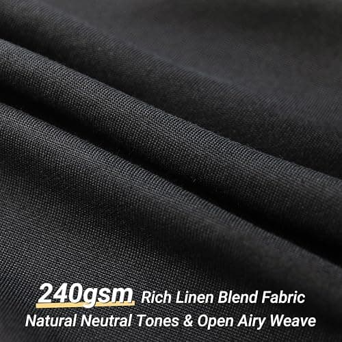 Jolilight 36x72 Black Linen Shower Curtain, Heavy Duty Cloth Bath Curtain Set with 12 Plastic Hooks Simple Hotel Spa Quality Luxury Shower Curtain for Bathroom, Water Repellent, 36Wx72L thumbnail 3