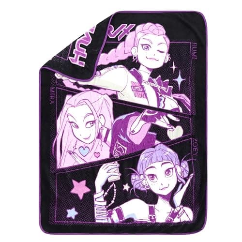HUNTRX Kpop Demon Hunters Super Soft Fleece Throw Blanket, Purple and Black, 46x60 Inch thumbnail 3