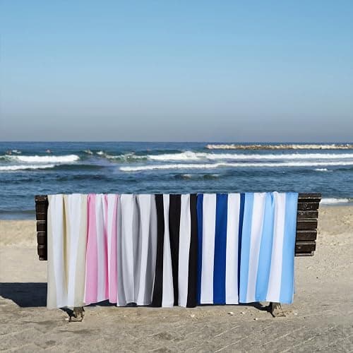 WILFA Extra Large Beach Towel - Oversized Mircofiber Beach Towel 40'' x 70'', XL Striped Lightweight Pool Towel, Big Cabana Swim Travel Towel for Adults Mens Women,Pink thumbnail 5