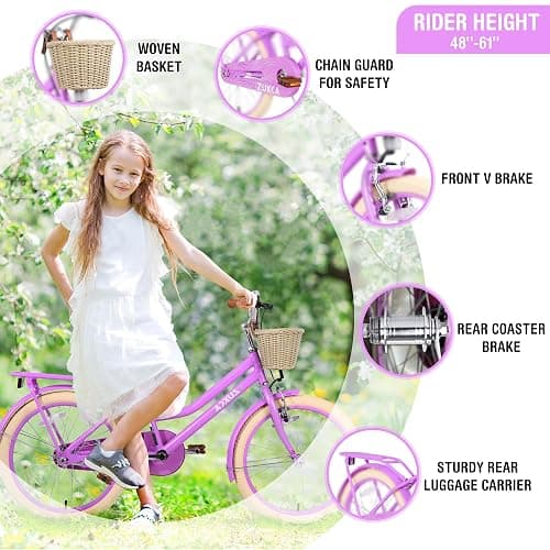 KWOJU 20 Inch Kids' Bike, Boys Girls Mountain Bike Ages 8-12, 7 Speed Teenager Children Kids' Bicycles, Front Suspension Disc Brake Rear V-Brake, High Steel Frame thumbnail 6