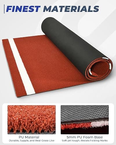 Sturdum Baseball Batting Mat, 10x3.8/12x6FT Softball Hitting Mat, Upgraded Training Mats with Home Plate Batters Box, Softball Baseball Anti-Slip Mats with Stitched Embroidery Turf for Indoor Outdoor thumbnail 5
