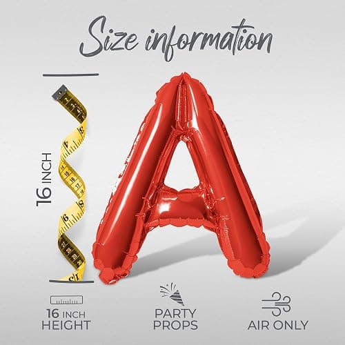 Letter Balloons - LUCKY IN LOVE 16" Inch Alphabet Letters Foil Mylar Balloon Bachelorette, Bridal Shower, Wedding Party Banner (Red) thumbnail 4