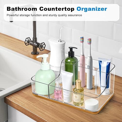 LAREKUN Gold Vanity Bathroom Countertop Storage Rack Lipstick & Makeup Brush Organizer Skincare Storage Box for Vanity Ideal for Bathroom, Living Room, and Kitchen Organization thumbnail 7