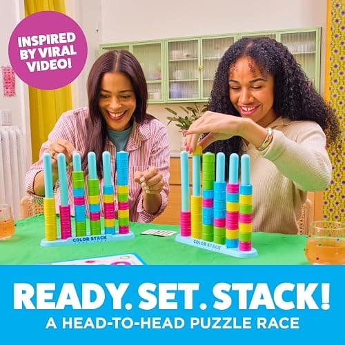 Color Stack Challenge by Relatable – A Fast-Paced Color Matching Puzzle Game for Fun Parties and Family Game Night. Includes 2 Stack Racks, 50 Challenge Cards, 80 Rings & Instructions. thumbnail 3