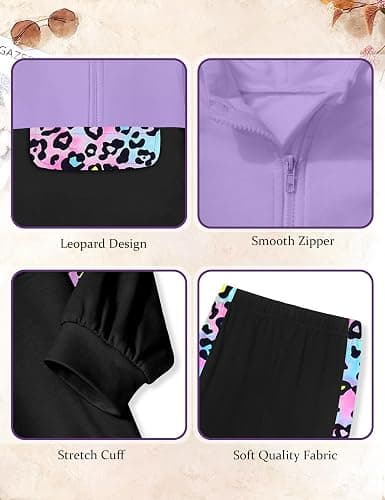 TyeSmo Toddler Girl Clothes Camo 2 Piece Little Girls Clothes Half Zip Up Hoodies Color Block Outfits Sweatshirt Pant Sets thumbnail 5