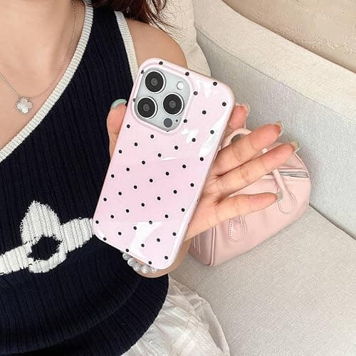 Reoomukk Cute Polka Dot Phone Case for iPhone 17 6.3",Aesthetic Vintage Trendy Boho Minimalist Design Elegant Chic Protective Girls Women Cases for i17 Black thumbnail 8