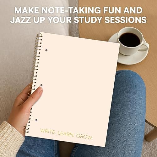 Decorably 5-Pack 140 Pages Gold Foiled Spiral Note Books College Ruled with Stickers, 8x10.5in Spiral Bound Cute College Ruled Notebook, 3-Hole Punched, Easy Tear-Off Perforated Pages - Work, School thumbnail 9