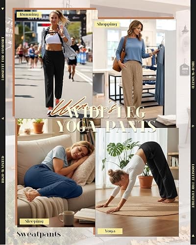 Neer 3 Pack Women's Wide Leg Yoga Pants Comfy Lounge Pants with Pockets Baggy Elastic Waist Joggers Ladies Open Bottom thumbnail 3