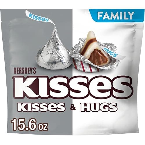 HERSHEY'S HUGS & KISSES Milk Chocolate and White Creme Candy Family Pack, 15.6 oz - Image 1
