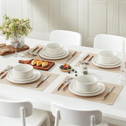 Ruxmirae 6 Piece Dinnerware Set, Modern Minimalist Stoneware Plates and Bowls Sets, Modern Dinner Plate, Salad Plate, Cereal Bowl, Dish Set for 2, Microwave and Dishwasher Safe, Matte White thumbnail 8