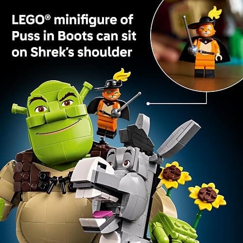 LEGO Shrek: Shrek, Donkey & Puss in Boots 72423 | Collectible Building Set for Adults, Ages 18+, Movie Display for Bedroom or Book Shelf, 1,403 pieces, Gift for Men & Women thumbnail 5