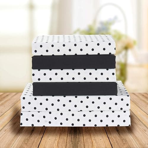 Elegant Comfort Delilah Polkadot 4-Piece Set, Fade & Wrinkle Resistant, 1500 Premium Hotel Quality Microfiber Deep Pocket Fitted Sheet Featuring Smart Pockets, Polkadot Sheet Set, Twin, White thumbnail 2