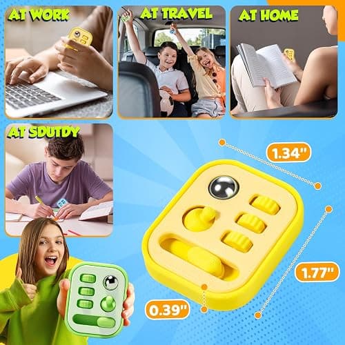 Handheld Fidget Toys for Kids Adults: Multi-Functional Silent & Audible Fidget Pad for ADHD Anxiety Relief - 3 Pack Stress Sensory Toys with Slider, Gears, Controller Stick, Balls - Classrooms Prize thumbnail 5