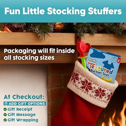 BUNMO Stocking Stuffers for Kids - Toddler Suction Bath Toys - Connect, Build, Create - Toddler Stocking Stuffers - Fine Motor Skills - Stimulating Sensory Fun - Textured 10 Pack thumbnail 2
