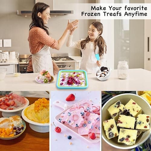 Nenkarn Rolled Ice Cream Maker, Stainless Steel Freezer Tray, Lake Blue | Pre-freeze tray with stainless steel cold plate and spatula for small-batch ice cream rolls, frozen yogurt and fruit treats thumbnail 7