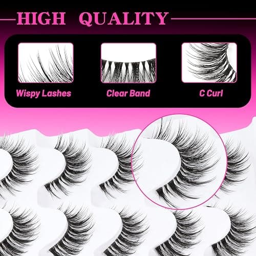 Veleasha Lashes Wispy False Eyelashes 100% Handmade Eyelashes Natural Look Fake Lashes Lightweight Lashes with Soft Clear Band 5 Pairs Pack (G2) thumbnail 4