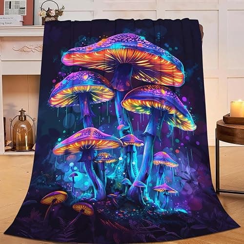 Mushroom Throw Blanket Mushroom Stuff Gifts for Kids Girls Boys Adults Women Man Soft Cozy Warm Plush Fluffy Fuzzy Fleece Blanket Decor 40''X50'' - Image 1