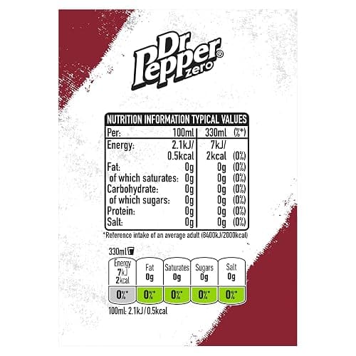 Dr Pepper Can Zero 330 ml (Pack of 24) thumbnail 2