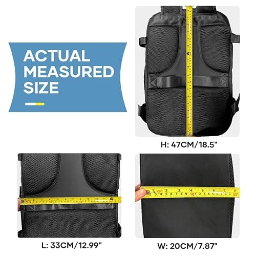 coowoz Large Travel Backpack For Women Men,Carry On Backpack Flight Approved,Hiking Backpack Waterproof Outdoor Sports Rucksack Casual Daypack Fit 15.6 Inch Laptop Shoes Compartment (Black) thumbnail 8