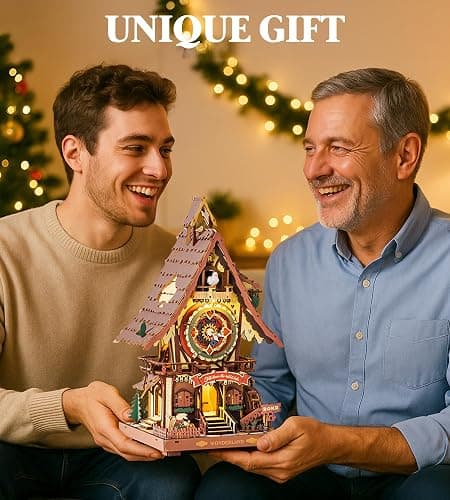 ROKR Cuckoo Clock Mechanical 3D Wooden Puzzle Kit for Adults, DIY Wooden Clock Model Building Set, Unique Home Decor Gift for Women Men thumbnail 2