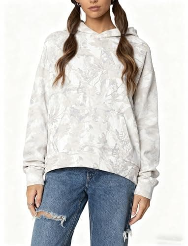Dsewpaur Camo Hoodie For Women Oversized Long Sleeve Drop Shoulder Fleece Hooded Sweatshirt Pullover With Pocket Outfits thumbnail 2