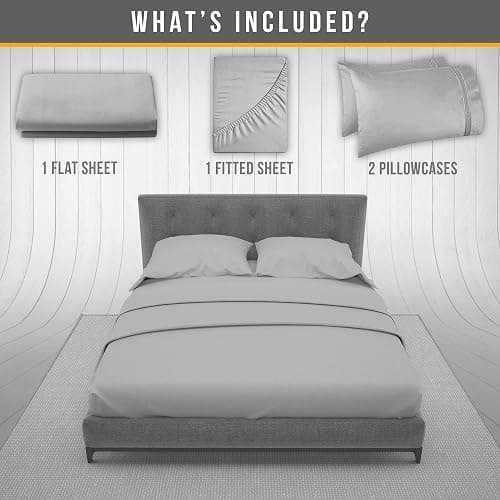 Abeero Home Full Size Bed Sheets Cooling - Luxury Hotel Sheet Set - Soft Sheet with Elastic Corner Strap - Deep Pocket Microfiber Bedsheet - Bedding Sheets & Pillowcases -4 PC (Full Size, Light Gray) thumbnail 6